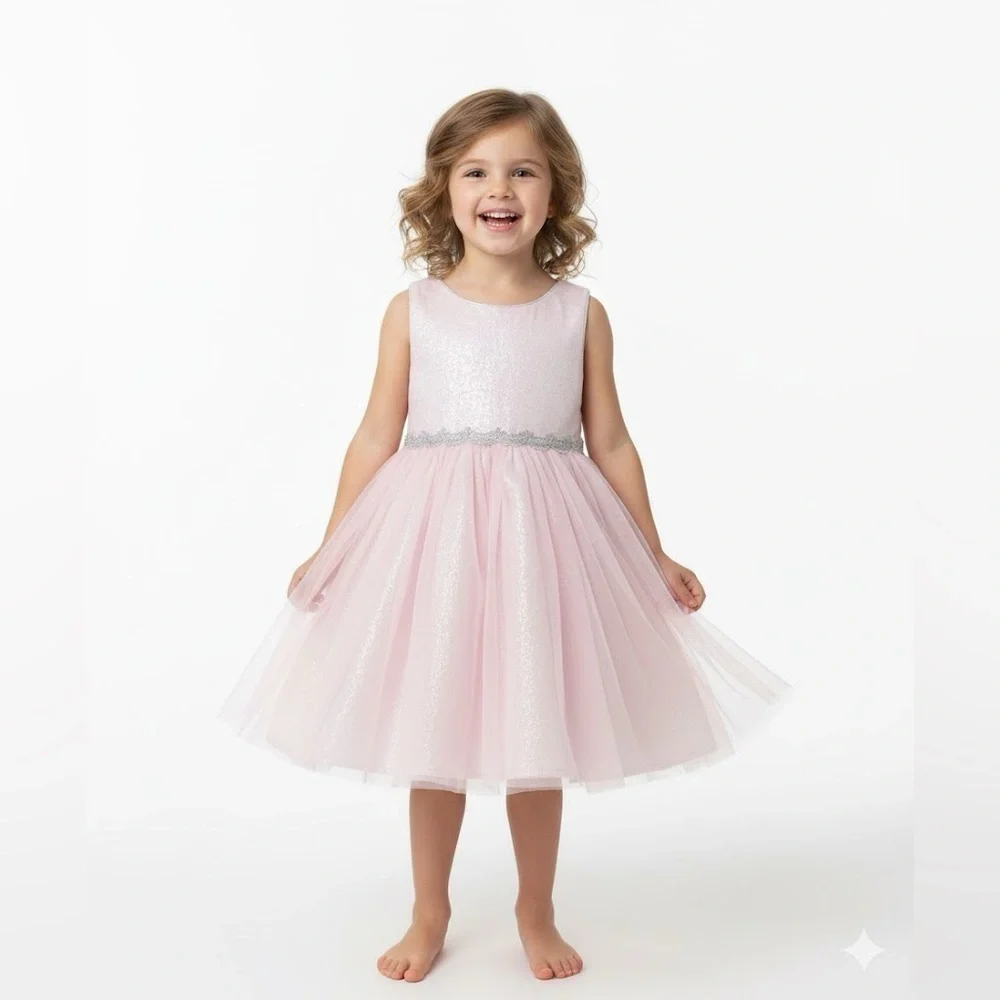 Youngland Pink A-Line Sundress with Silver Details